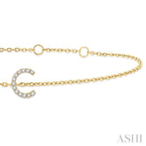 1/20 Ctw Initial 'C' Round Cut Diamond Bracelet in 10K Yellow Gold